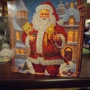 Vintage Crystal Art Christmas Card - Santa Claus